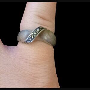 Cellini 925 Sterling Silver Marcasite Size 5 Statement Ring